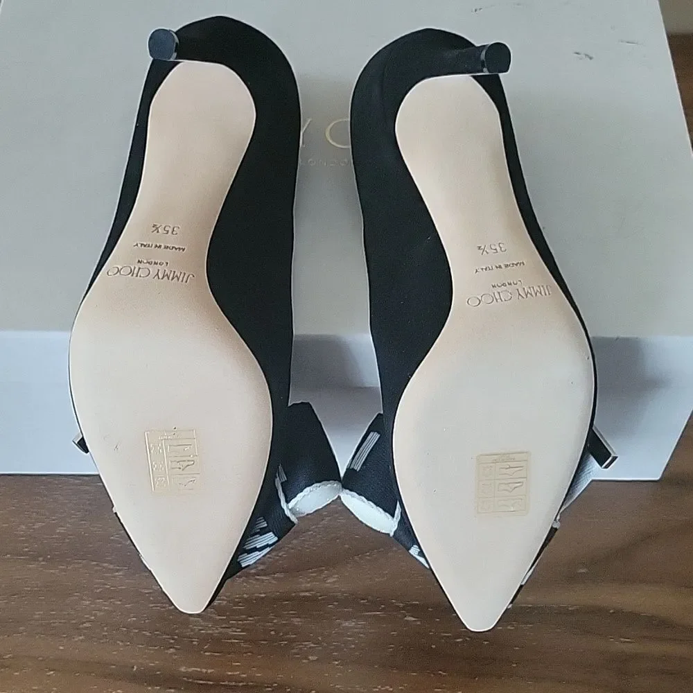 NWT Jimmy Choo 35.5 Tegan 5 Black Bow Girly Dainty Coquette Suede Heels Pumps